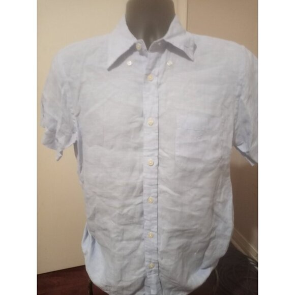 Brooks Brothers Regent Fit Short Sleeve Linen Blue Small S Original Polo Shirt - Picture 1 of 12